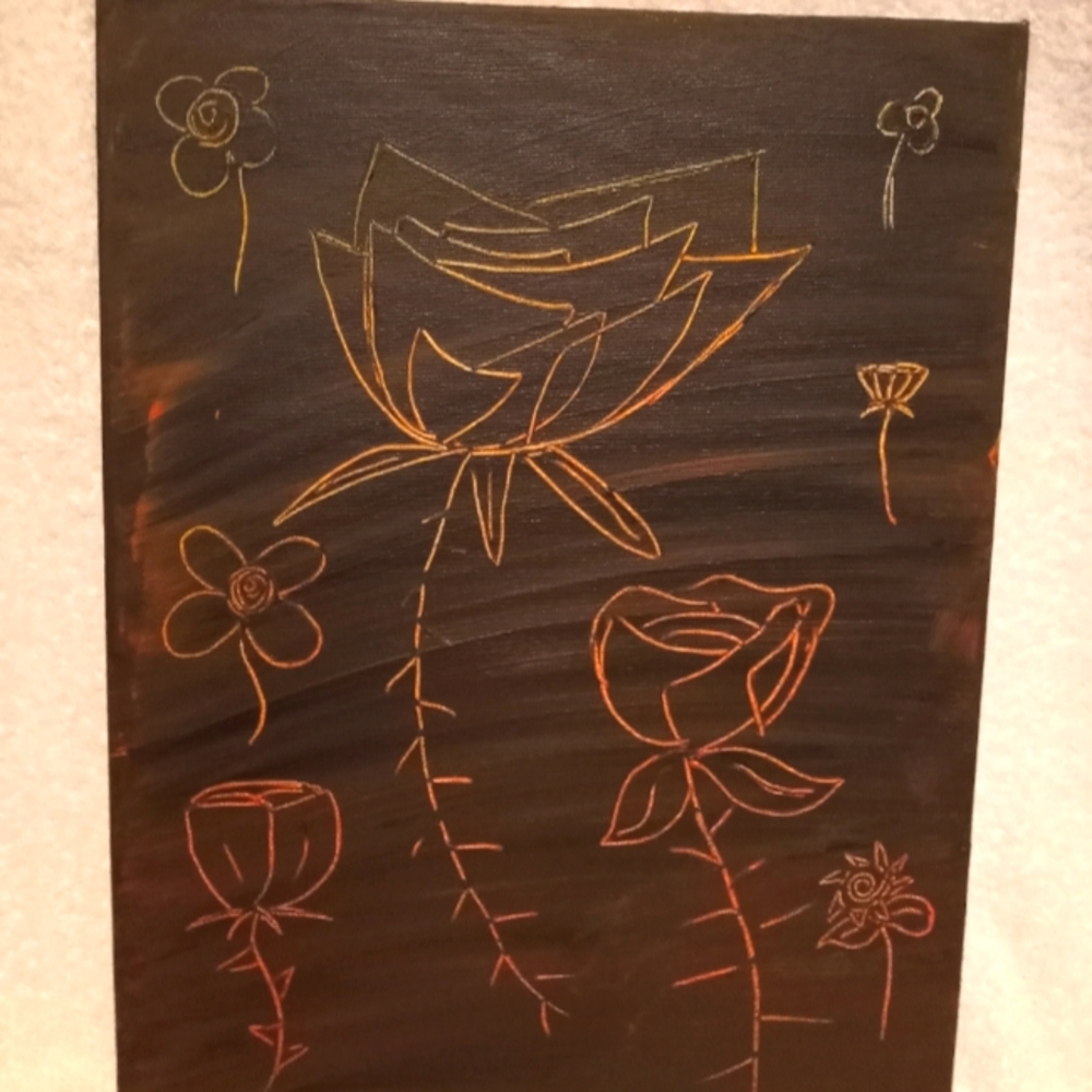 Hand Painted Flower Art